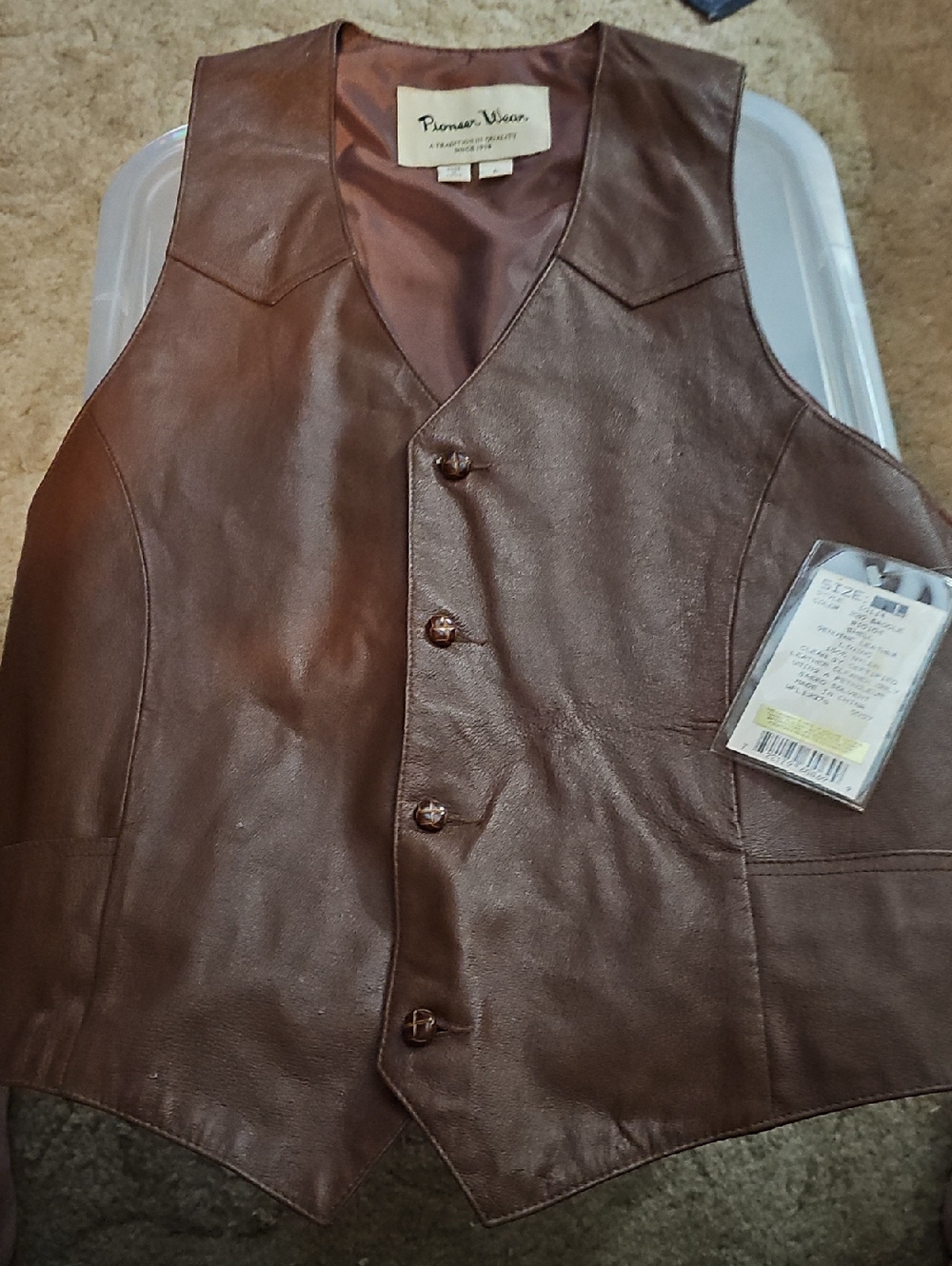 Premier Wear Men's Brown Leather Button Vest
